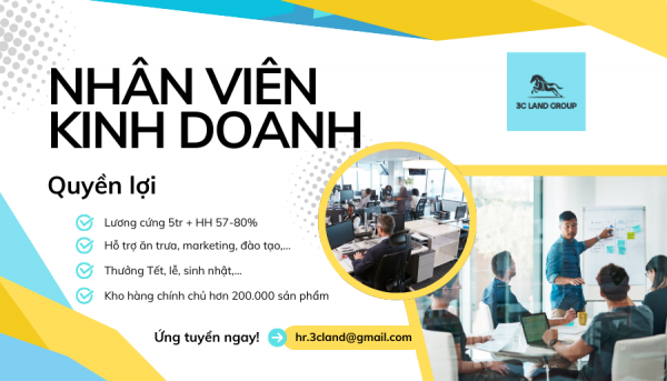 Tập đoàn 3C LAND tuyển nhân viên kinh doanh