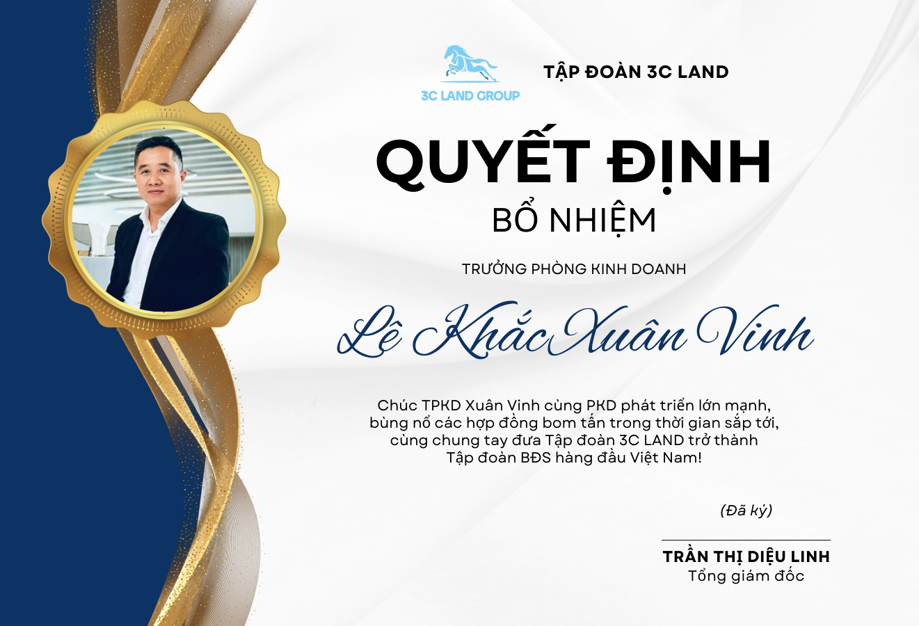 Bổ nhiệm ông Lê Khắc Xuân Vinh làm TPKD thuộc PKD Win Phát