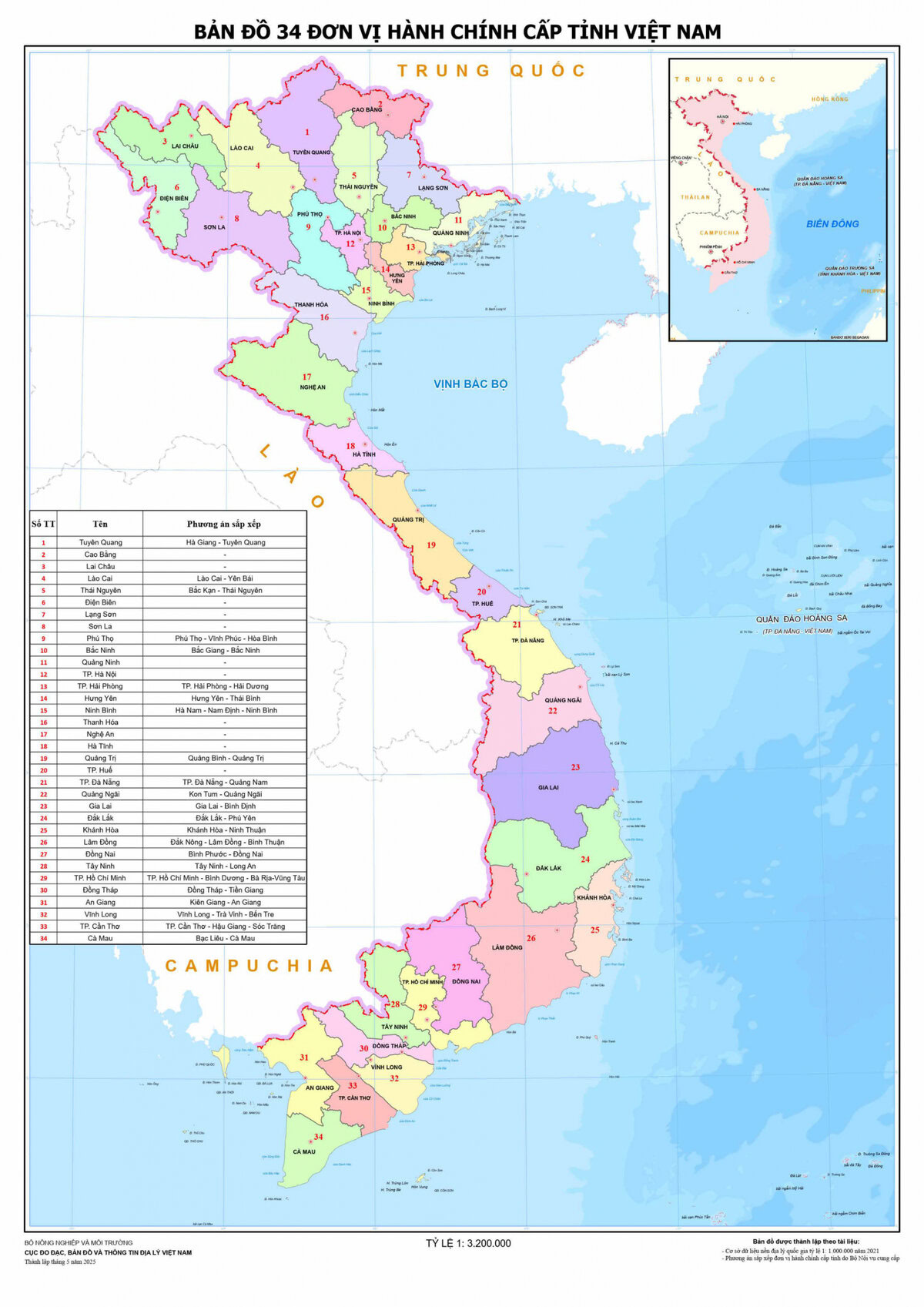 BẢN ĐỒ VIỆT NAM - SÁP NHẬP COFNM 34 TỈNH THÀNH